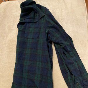 j crew blue and green check flannel M TALL